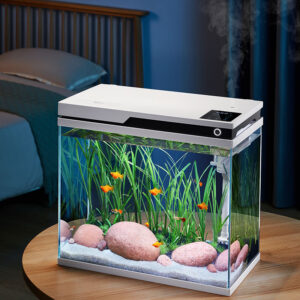 YEE Factory Wholesale 20 Gallon Smart Fish tank Desktop Ultra Clear Glass Smart Aquarium with Auto Feeder Temperature Display