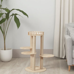 OEM Design Eco-Friendly Cat Climbing Frames Wood Sisal Natural Tree Tower Interactive Pet Toys for Cats