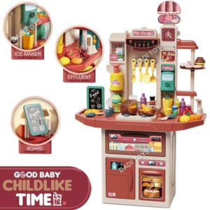 High Quality Newest Pretend Play Kids Happy Kitchen Cooking Table Set Big Luxury Kitchen Tableware Toy
