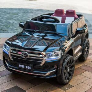 Cool Black Land Cruiser Vehicles 12V Double Drive LED Electric Toys Kids Ride on Car Bumper Toddler 4Wheel Car