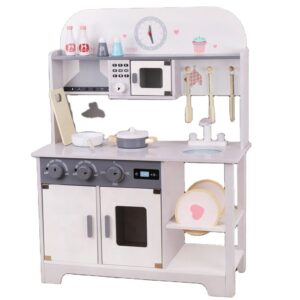 Pretend Play Toy Wooden Kitchen Sets Toys for Children Large Simulation Education Kids Customized Logo Wood Gray Unisex 300
