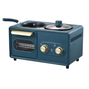 3 In1 Breakfast Set Toaster Oven, Boiling Pot and Frying Pan, Breakfast Maker Oven Electric 3 in 1 Mini Electric Oven